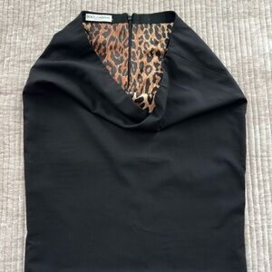 Dolce & Gabbana Black A-Line Skirt with Leopard Print Lining